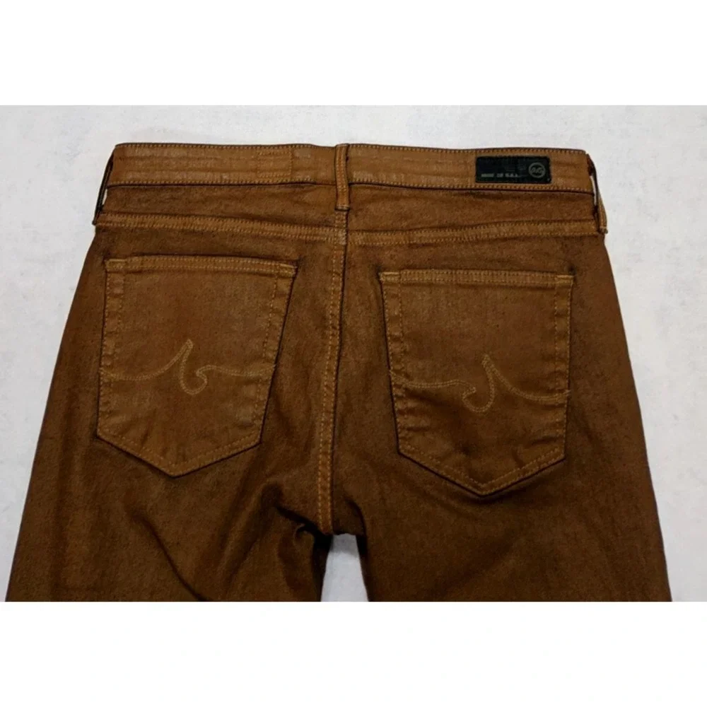 AG Adriano Goldschmied The Absolute Womans Sz 28 Extra‎ Skinny Wax Coated Brown - Picture 4 of 5